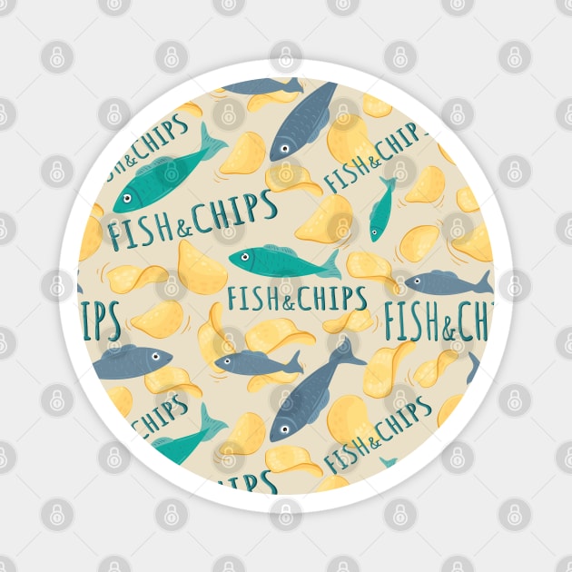 Fish And Chips pattern Magnet by Catdog